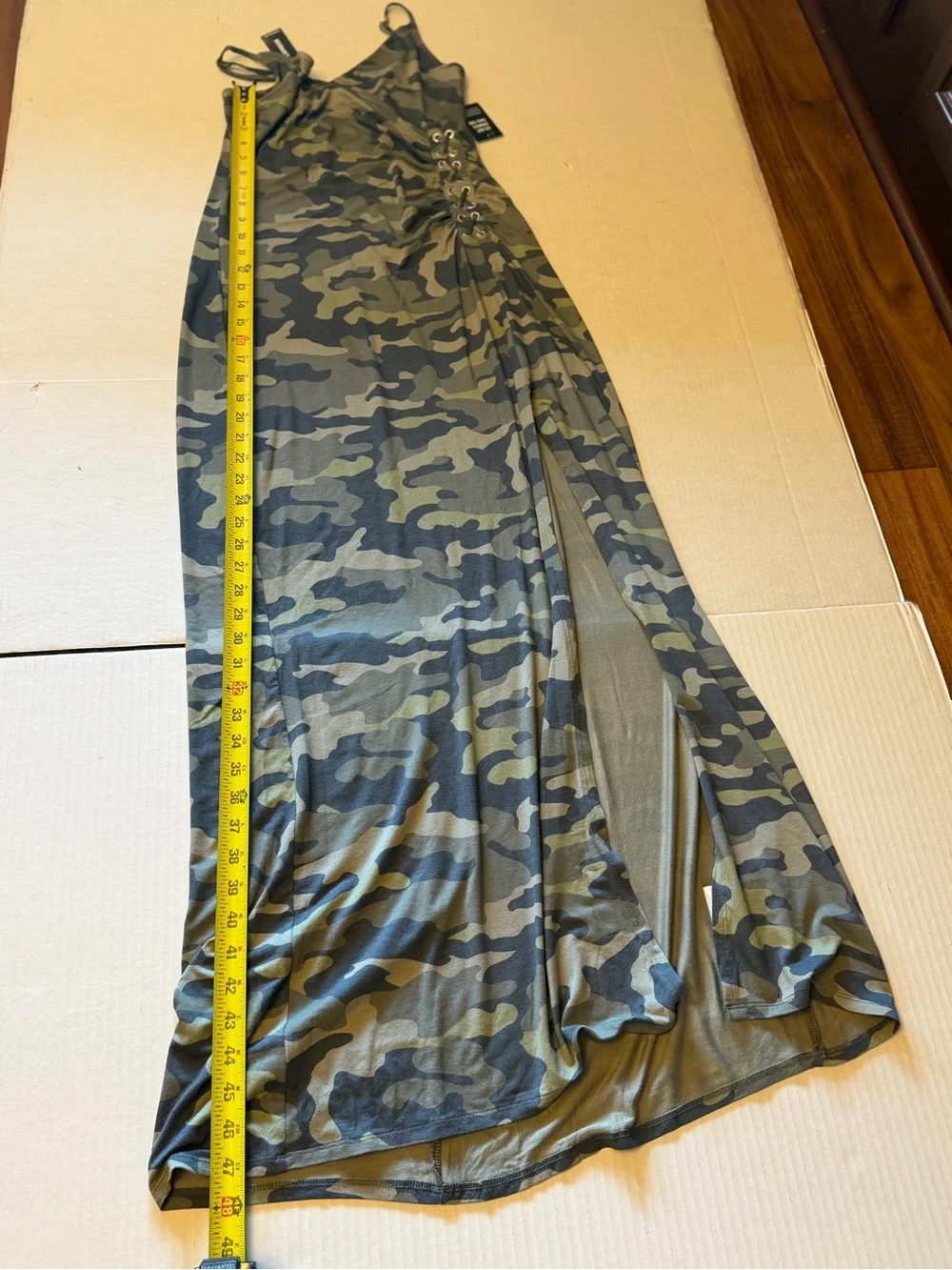 Express Camouflage Ruched Side Maxi Dress NWT Sz-S. B2 - Picture 11 of 11